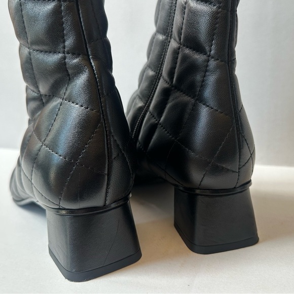 Napoleoni Black Quilted Leather Ankle Boots Pointy Square Toe Size 40 Like New! - Picture 7 of 9